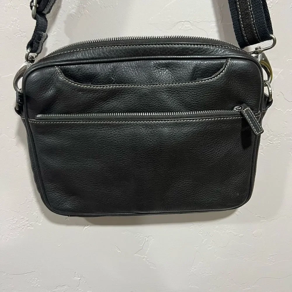 Levenger Brown Full Grain Leather Shoulder Business Bag
